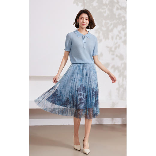 乔万尼半身裙女新款夏季a字版型百褶半裙EM2D797 商品图1