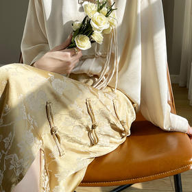 【百搭国风】【夏季必备】SIIJJEYY枝辑女士仿真丝丝滑缎面提花盘扣半身裙(5色可选)