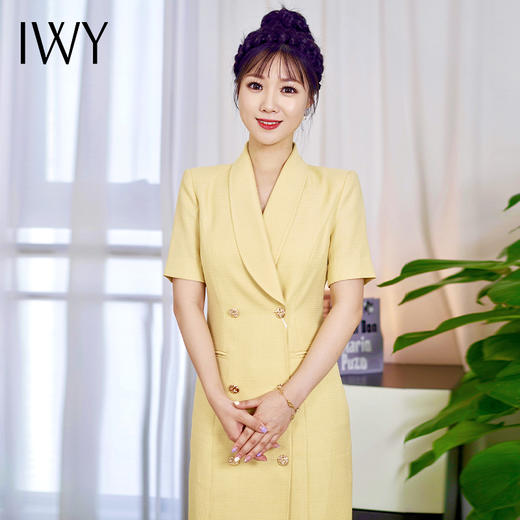 IWY/黄色西装连衣裙短袖高级感气质商务主持人服饰商务通勤女神范Q141268 商品图4