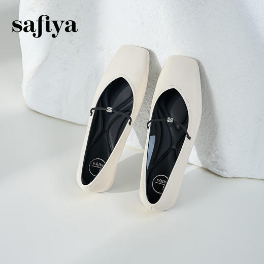 Safiya/索菲娅2024秋 法式方头一字带浅口通勤平底玛丽珍单鞋 SF43111412 商品图1