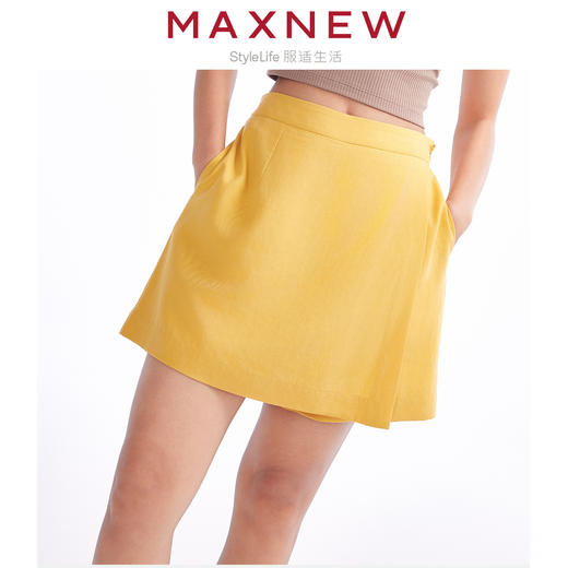 【短裤】“国麻系列”柔软亲肤透气透湿麻感宽松不对称裙裤 1N2224204 商品图1