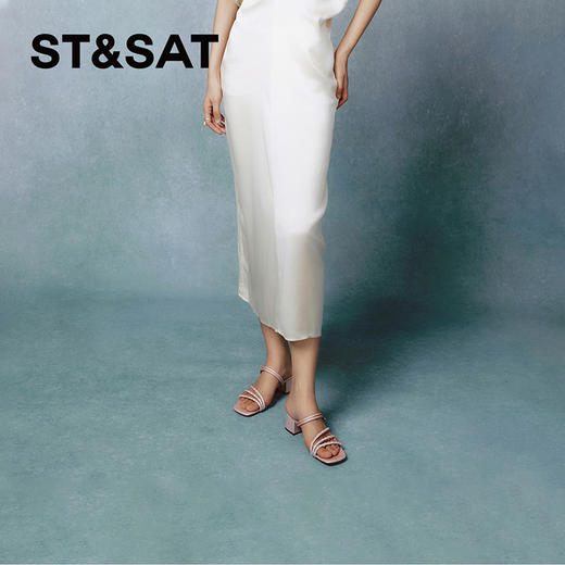 星期六闪烁蝴蝶钻条粗跟凉拖SSC2115269 商品图4