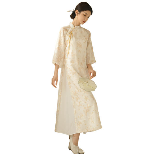 新中式国风印花立领女士连衣裙 商品图4