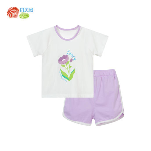 贝贝怡童装女宝夏装套装2024夏季中大女童薄款短袖T恤短裤两件套ZB2DT087 商品图6
