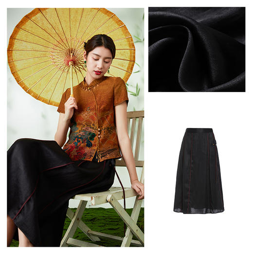 【香云纱】乔万尼半身裙100%真丝桑蚕丝新中式设计EM2D783 商品图4