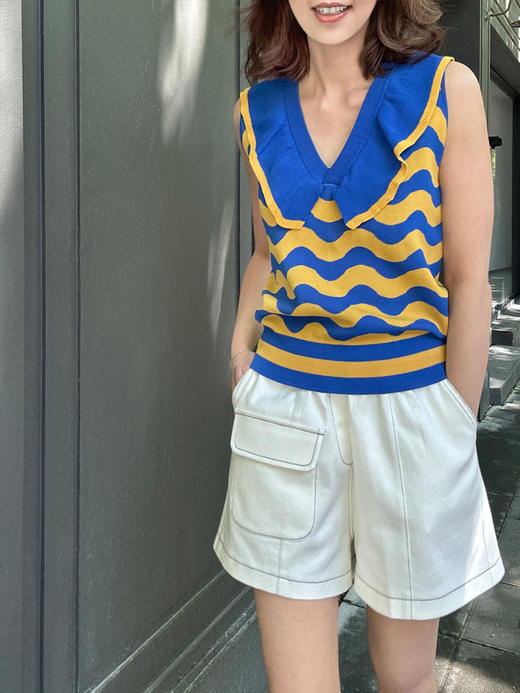 TYNVIE 波浪纹针织背心 - 黄蓝条纹 商品图6