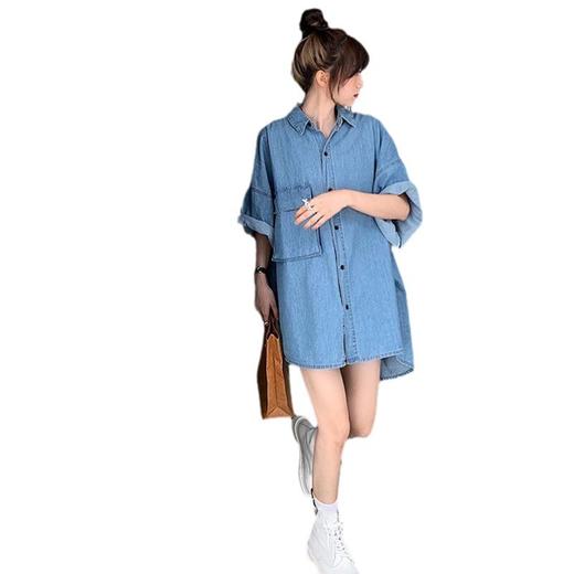 【小众设计不撞衫系列！复古宽松短袖上衣】韩版nis，潮流时尚百搭，宽松舒适胖mm半袖牛仔衬衣女L 商品图4