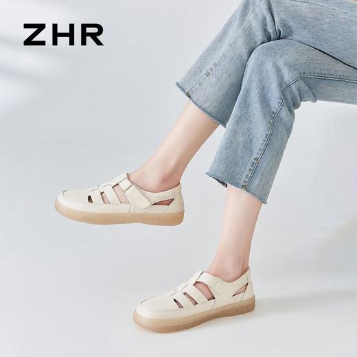 ZHR则则罗马凉鞋女2024夏季新款真皮沙滩鞋外穿包头镂空猪笼鞋女 商品图6