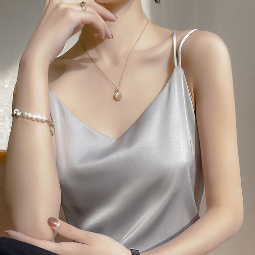 【丝滑透爽，经典百搭】SIIJJEYY枝辑夏季女士仿真丝面双肩带背心吊带（6色可选） 商品图7