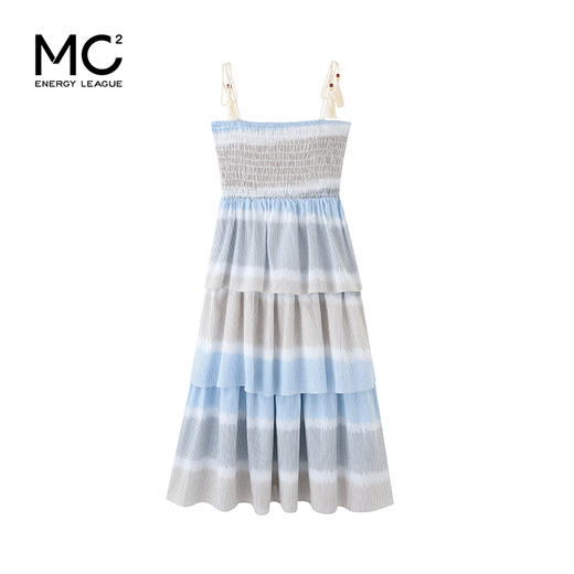 mc2夏日多巴胺彩色少女风条纹吊带连衣裙女装时髦别致修身连衣裙 商品图3