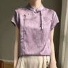 【新中式，百搭国风】SIIJJEYY枝辑缎面盘扣衬衫短袖上衣  (5色可选) 商品缩略图6