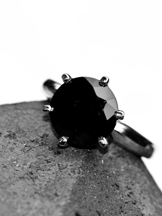 AWU｜BS-R-S  银  Black Spinel Ring 10mm [ 曜 黑尖晶 戒指 ] 商品图1