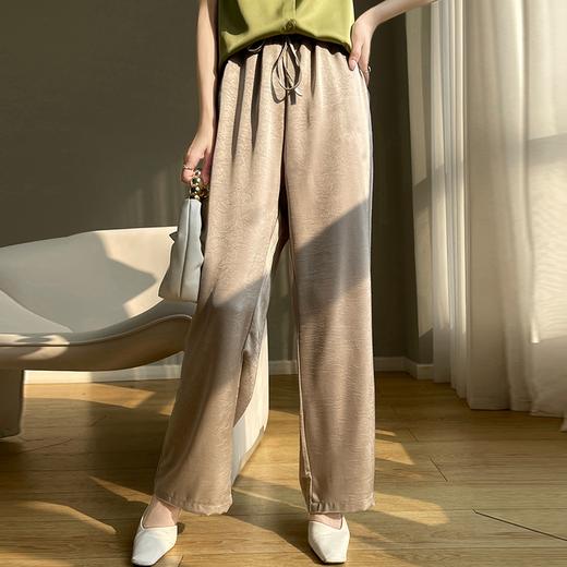 【新中式】SIIJJEYY枝辑垂感提花阔腿裤，仿真丝，丝滑缎面  (6色可选) 商品图5