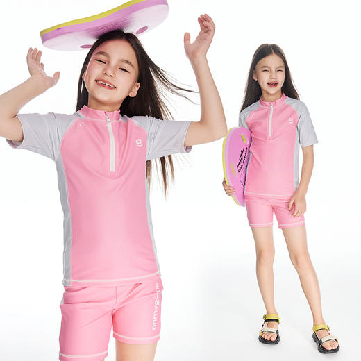 onmygame儿童分体泳衣泳裤套装2024新款男女童速干短裤短袖夏季 商品图3