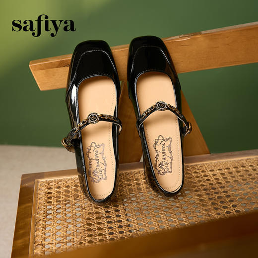 Safiya/索菲娅2024秋 法式复古玫瑰金属扣方头低跟浅口玛丽珍鞋 SF43112134 商品图1