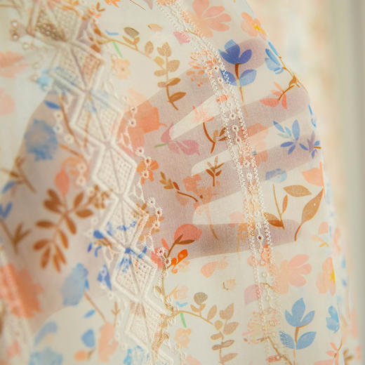 春意碎花门帘门帘隔断帘半帘家用免打孔洗手间厨房布帘夏季 商品图1