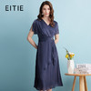 EITIE爱特爱夏季新款气质收胸褶皱收腰V领修身显瘦连衣裙女礼服7477105 商品缩略图0