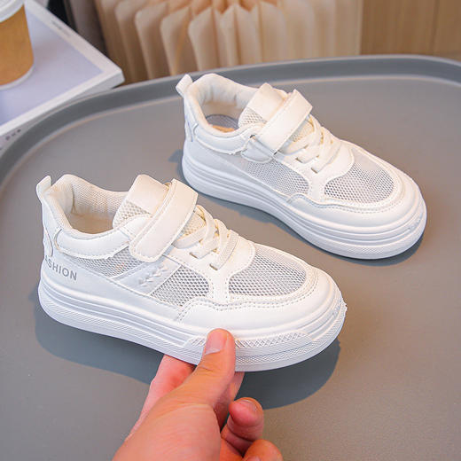 【让孩子成长无束缚，细节决定舒适感~】2024夏季新款 儿童运动鞋 网布女童男童小白鞋 六一童鞋 白色休闲鞋-QQ 商品图1