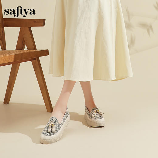 Safiya/索菲娅2024春新款流苏复古百搭厚底懒人休闲渔夫鞋 SF41112057 商品图10