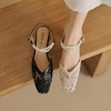 【预售5天】2024夏季新款透气网纱珍珠一字带后空单鞋百搭粗跟温柔包头凉鞋女KYD&KK3342 商品缩略图2