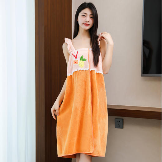 浴巾女夏天家用珊瑚绒吸水速干不掉毛大人吊带可穿可裹浴袍式浴裙_ym 商品图7