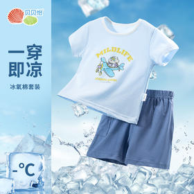 贝贝怡童装男童休闲套装夏季2024新款宽松透气t恤短裤两件套夏装ZB2DT083