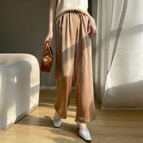 【新中式，百搭国风】【夏季必备】SIIJJEYY枝辑女士仿真丝丝滑缎面垂感提花阔腿裤(6色可选)