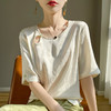 【新中式，百搭国风】【夏季必备】SIIJJEYY枝辑女士仿真丝丝滑缎面圆领半袖衬衫(3色可选) 商品缩略图4