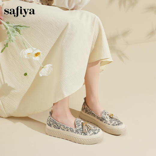 Safiya/索菲娅2024春新款流苏复古百搭厚底懒人休闲渔夫鞋 SF41112057 商品图4