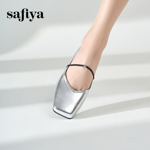 Safiya/索菲娅2024秋 法式方头一字带浅口通勤平底玛丽珍单鞋 SF43111412 商品图7