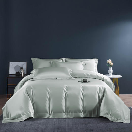 雅芳婷床笠款四件套全棉长绒棉刺绣纯色床品套件轻奢高端被套枕套 商品图5