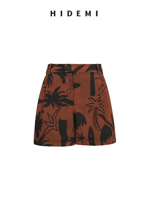 HIDEMI 【赵丽颖同款】度假系列“棕榈树下”手绘艺术感抽象印花晚霞棕红色五件套 商品图10