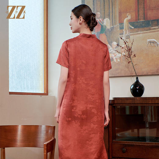 佐尔美国风气质新中式莨绸桑蚕丝连衣裙女M42LS19 商品图4