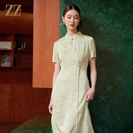 佐尔美新中式旗袍款100%桑蚕丝连衣裙女M42LS33 商品图1