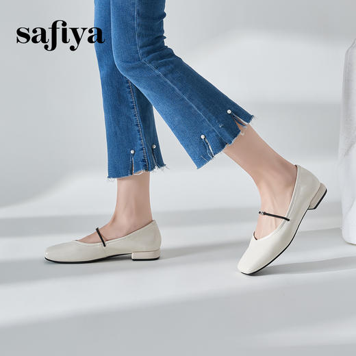 Safiya/索菲娅2024秋 法式方头一字带浅口通勤平底玛丽珍单鞋 SF43111412 商品图9