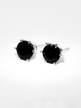 AWU｜BS-E-S  银  Black Spinel Earrings  8mm [ 曜 黑尖晶 耳钉  ]