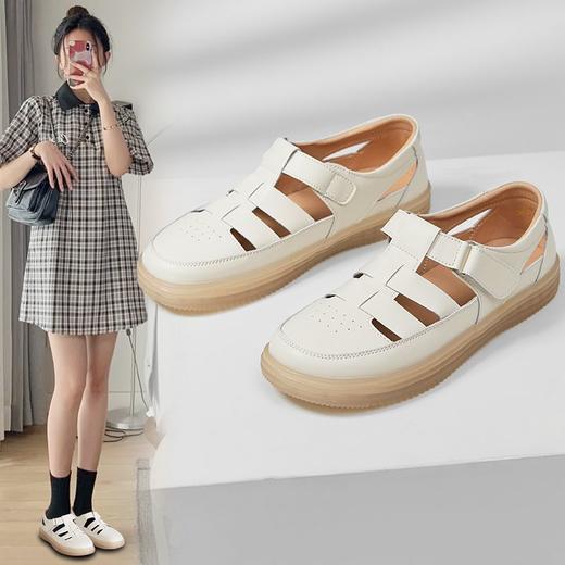 ZHR则则罗马凉鞋女2024夏季新款真皮沙滩鞋外穿包头镂空猪笼鞋女 商品图1