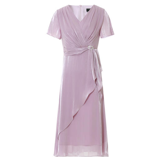 EITIE爱特爱夏季新款气质收胸褶皱收腰V领修身显瘦连衣裙女礼服7477105 商品图11