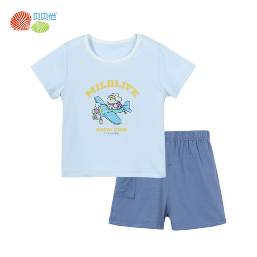 贝贝怡童装男童休闲套装夏季2024新款宽松透气t恤短裤两件套夏装ZB2DT083 商品图13