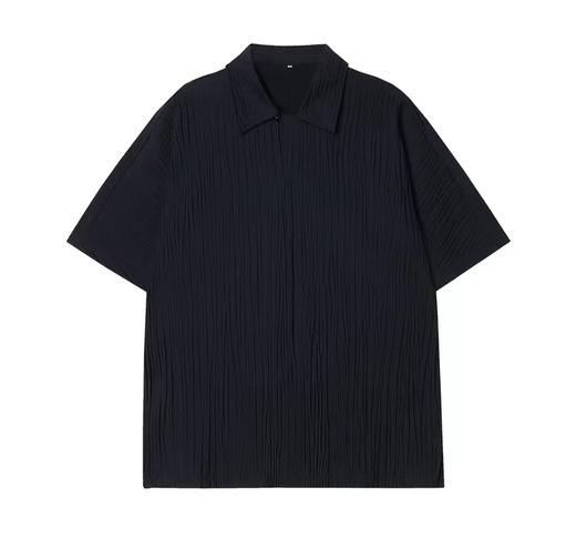 T0150夏季新款纯色条纹高弹polo衫百搭男士休闲上衣潮流宽松短袖 商品图0