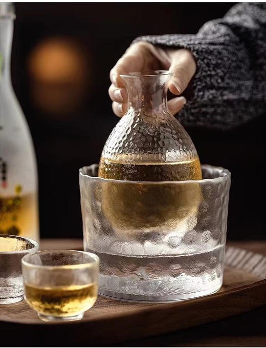冰一壶酒 宴三两客【锤目纹玻璃温酒器套装】每一件都是独一无二‼ 商品图0