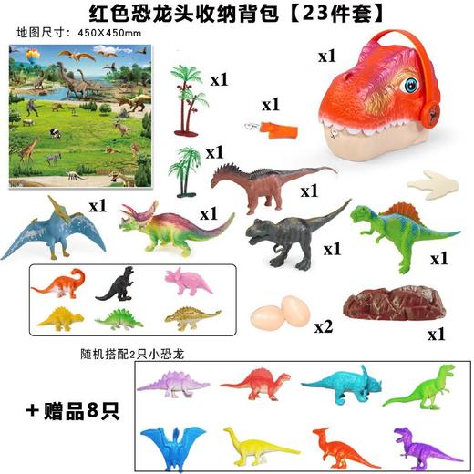 恐龙玩具儿童小男孩三角龙软胶套装大霸王龙收纳背包仿真动物模型 商品图6
