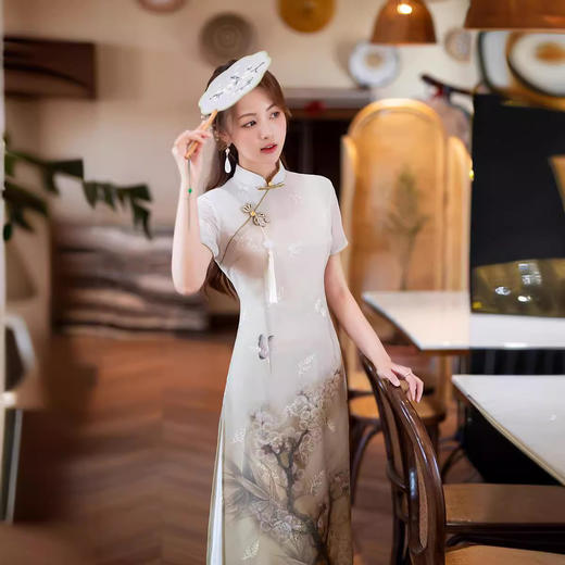 雪纺绣花旗袍奥戴改良少女旗袍CJS10026 商品图2