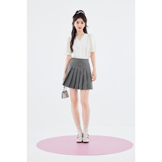 【严选】诗凡黎白色法式v领镂空蕾丝衬衫2024夏新款气质小衫流行漂亮衬衣SF5120801 商品图1