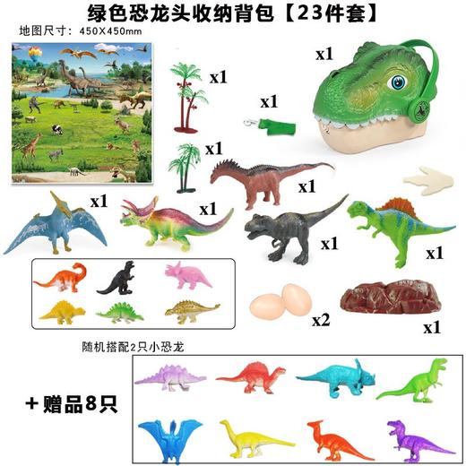 恐龙玩具儿童小男孩三角龙软胶套装大霸王龙收纳背包仿真动物模型 商品图5