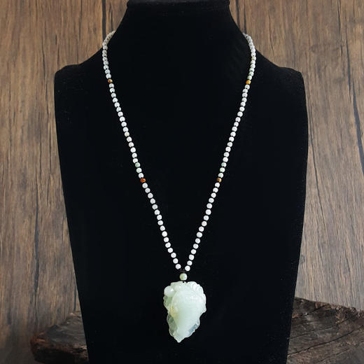 【天然正品】天然糯种浅绿色锦鲤造型翡翠（好运、纳福）吊坠项链300424NJ08 商品图6