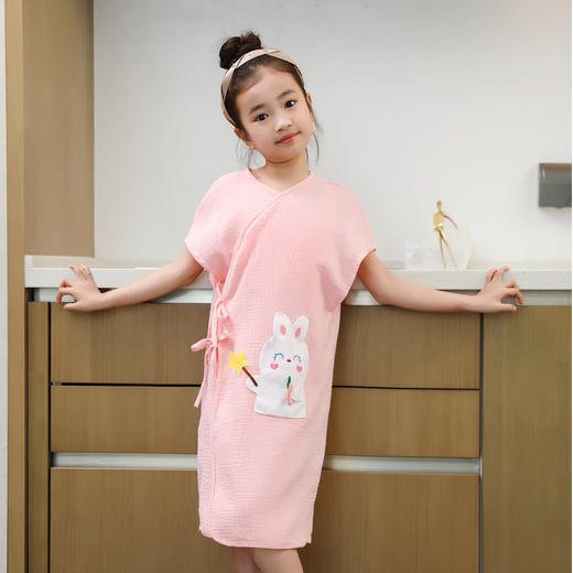 儿童浴袍纯棉女童斗篷可穿吸水速干游泳四季通用夏季纱布浴衣_ym 商品图3