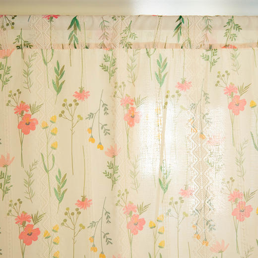 春意碎花门帘门帘隔断帘半帘家用免打孔洗手间厨房布帘夏季 商品图3