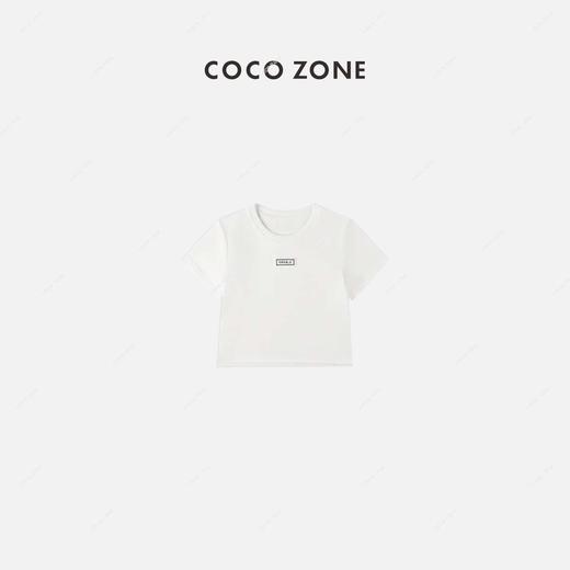 COCO ZONE 新款纯色短款绣花短袖T恤 23C18681 商品图0