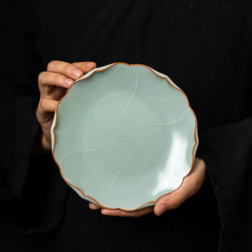 天青汝窑壶承开片可养功夫茶具壶托茶承干泡台茶盘陶瓷茶点盘壶垫 商品图0